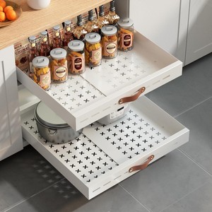 Ripiano estraibile portaoggetti senza punzonatura mobile retrattile con cassetto inferiore per lavandino portabottiglie porta spezie da cucina - Product Image 3