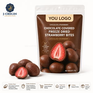 Bocaditos <span class=keywords><strong>de</strong></span> Fresa Liofilizada Cubiertos <span class=keywords><strong>de</strong></span> Chocolate, Snack <span class=keywords><strong>de</strong></span> Fruta Listo para <span class=keywords><strong>Comer</strong></span>, 22g, Paquete Minorista, OEM, Marca Privada, Suministro a Granel - Product Image 1