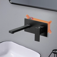 Robinet mural moderne en laiton noir mat, mélangeur d'eau chaude et froide, robinet à capteur, noyau de valve en céramique, robinet de lavabo de salle de bain à 2 trous, montage mural