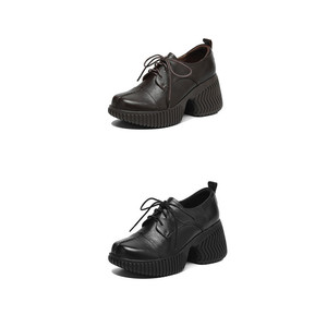 Handcrafted Single <b>Shoe</b> Large Belt Buckle Retro One-Heel Round-Toed Genuine Leather <b>Soft</b>-Sole Waterproof Anti-Slip - Product Image 3