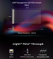 Écran de film LED transparent HD clair espacement de plusieurs pixels flexible et adhésif pour l'utilisation de médias vidéo de centre commercial