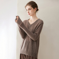 Suéter de Cachemir 100% con Cuello en V para Mujer, Ropa Casual