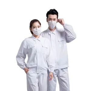 Food Factory Work Clothes Set Long Sleeve 4 Seasons Pharmaceutical Factory Dustproof White Men's And Women's Thin