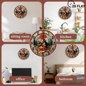 Round Wooden Wall <b>Clock</b> 25x25Cm Quiet <b>Movement</b> Cafe Shop Decor Commercial Space Wall <b>Clock</b> - Product Image 5