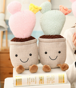 Plante succulente en pot en peluche douce, motif dessin animé mignon, en forme de cactus, jouet, poupée, coussin, avec motif de bouquets de fleurs imprimés, pour usage domestique et hôtelier, vente en gros - Product Image 6