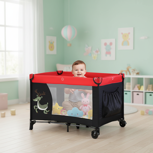 Set <span class=keywords><strong>Lettino</strong></span> Pieghevole in Metallo a Due Livelli Personalizzabile per Uso in Soggiorno, Esterno e Box per Bambini da Hotel e Culla da Viaggio - Product Image 1