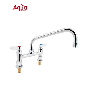 Aqua Systems 2 Handle Kitchen Faucet Polished Chrome Deck Mounted Classic Style Traditional Design - Product Image 1