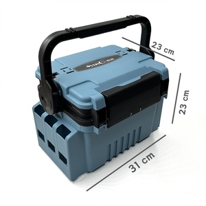 1pc Multifunctional Fishing Lure Suitcase, Solid Color Lockable Fishing <b>Gear</b> <b>Box</b> Storage <b>Box</b> - Product Image 2