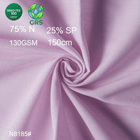 Tissu jersey tricoté en trame brossée en nylon recyclé et élasthanne OEKO-TEX 100 130GSM 150cm certifié GRS pour sous-vêtements