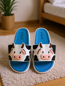 Ciabatte da donna La Gran H con stampa mucca, blu, estive, da esterno, antiscivolo, con suola in EVA - Product Image 2
