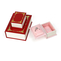 Boîte à bijoux vintage en forme de livre, petite boîte à bagues, étui de rangement pour pendentifs, emballage doublé de velours, souvenir, vente en gros, fabricant