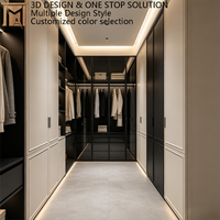 Villa de luxe de style italien, plancher en contreplaqué, armoire modulaire avec tiroirs intégrés, grande capacité, porte en verre noir