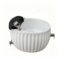 Bassin de pédicure moderne rond en acrylique avec lumière LED et massage par remous pour salon et usage en centre commercial