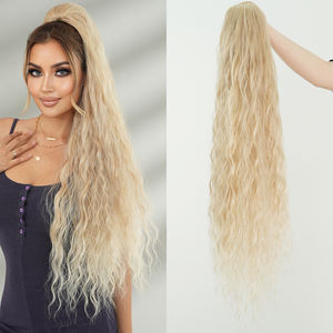 ผมหางม้าสีบลอนด์ลอนผมยาว36นิ้วแบบด้านจากธรรมชาติ - Product Image 1