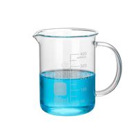 Bécher en verre RONGTAI 100 ml, Fiole, Grossiste chinois 1101-2, Bécher en verre à forme basse 500 ml avec poignée, bec verseur et graduation blanche