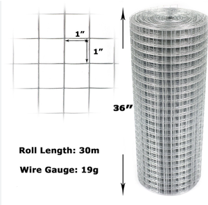 Maille de fil métallique soudée galvanisée de 15 m de long par rouleau, maille de 1 x 1 pouce, épaisseur de 2,5 cm, cage à poulets, clôture de cage - Product Image 3