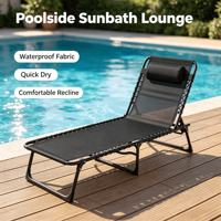 Chaise longue extra large en métal rembourrée Oxford, inclinable et réglable, pour extérieur, plage, camping, piscine, bureau, sieste, lit de jour, usage hôtelier