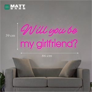 MATT 2023 Fabrication d'usine 86 cm Voulez-vous être ma petite amie? Décoration douce pour mariage en utilisant une enseigne au néon d'intérieur personnalisée - Product Image 3