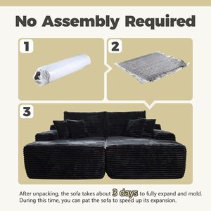 Sofá sin hueso comprimido al vacío de gran tamaño sofá de cama doble de pana modular moderno - Product Image 6