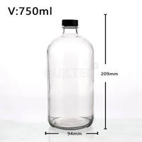 Bouteilles vides en verre clair givré ambre Boston rond 32oz jus de boisson Kombucha 1000ml