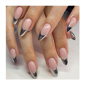 Belleza profesional Puntas <span class=keywords><strong>francesas</strong></span> transparentes naturales Impresión hecha a mano Uso diario Prensa acrílica en <span class=keywords><strong>uñas</strong></span> Cubierta completa <span class=keywords><strong>Uñas</strong></span> postizas - Product Image 5