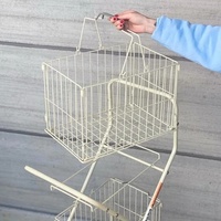 Chariot de supermarché pliant, chariot d'épicerie avec double paniers, roues pivotantes à 360 °, chariot pour la lessive, les achats, l'épicerie, les bagages
