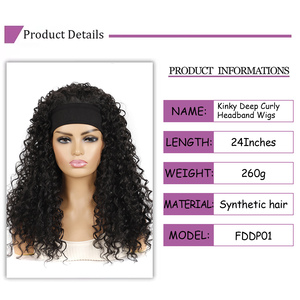 Peluca de pelo sintético rizado profundo y largo estilo diadema africana para mujer, peluca <span class=keywords><strong>con</strong></span> diadema para mujer, <span class=keywords><strong>postizo</strong></span> de moda de aspecto Natural, uso diario - Product Image 2