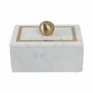 Scatola decorativa in marmo con pomello in ottone e intarsi per gioielli, oggetti di valore e decorazioni per la casa - Product Image 2