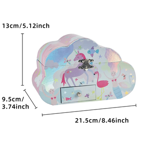 Boîte à musique Licorne Nuage <span class=keywords><strong>de</strong></span> Rêve - Organisateur <span class=keywords><strong>de</strong></span> bijoux en papier avec figurine Sirène, miroir et chansons personnalisées, cadeau <span class=keywords><strong>de</strong></span> princesse pour filles - Product Image 3