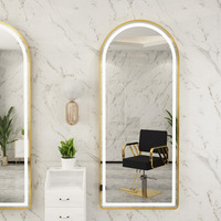 Miroir LED de salon avec cadre doré |   Miroir de coiffure mural |   Logo personnalisé MOQ 20 pièces