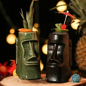 Biểu Tượng Tùy Chỉnh Phong Cách Retro Sứ Cup Sáng Tạo Tiki Cocktail Cup Hawaii Cô Gái Tượng Thanh Đảng Gốm Cocktail Cup