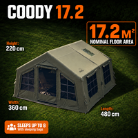 Tente gonflable Coody Familia 17.2 Air - Vente flash - Tente de pique-nique gonflable verte - Maison gonflable pour le camping en plein air - Tente de camping familiale gonflable