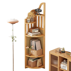 Étagère de rangement écologique moderne en forme d'échelle, 5 niveaux, autoportante, en bambou, minimaliste, pour livres, en vente - Product Image 1