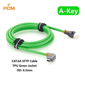Kabel Ethernet Industri Fleksibel Tinggi CAT6a TPU dengan Konektor A-Key Sudut Kanan ke RJ45 8P8C Male untuk Mesin PoE, Visi Mesin, dan Perangkat Medis - Product Image 5