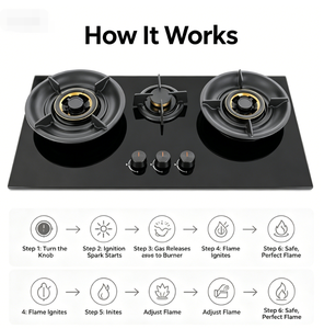 Table <span class=keywords><strong>de</strong></span> cuisson à <span class=keywords><strong>gaz</strong></span> robuste 3 zones en verre trempé avec brûleurs entièrement en cuivre et protection anti-extinction <span class=keywords><strong>de</strong></span> flamme pour cuisine - Product Image 6