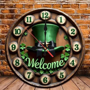 Round Wooden <b>Wall</b> <b>Clock</b> 25x25Cm <b>Silent</b> Non Ticking Elegant Home Hotel Restaurant Decor - Product Image 6