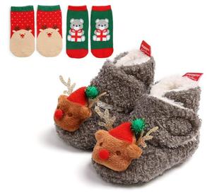 Nouveauté 2022 Chaussures de Noël pour bébé en tissu de coton avec motif Père Noël - Product Image 2