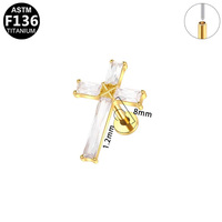 Bijoux Getta en Titane ASTM-F136 avec Zircon, Clous d'oreille pour piercing de conque, cartilage et hélix, à sertissage griffe, pour insertion de clou