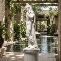 Sculpture de Virtuose Italien du XIXe Siècle en Marbre Blanc Sculpté à la Main, Entièrement Personnalisable, Modèle Vestale Voilée, OEM/ODM Bienvenus, Église