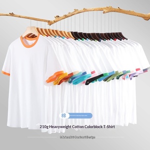 T-<span class=keywords><strong>shirt</strong></span> unisexe à <span class=keywords><strong>manches</strong></span> courtes en coton peigné bicolore, col rond, respirant, anti-humidité, impression personnalisée, publicitaire - Product Image 2
