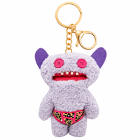 Porte-clés Monstre Violet en Peluche Écologique et Durable en Polyester, Breloque de Sac Adorable Animal en Peluche, Doux, Kawaii, Logo Personnalisé, Jouet Unisexe