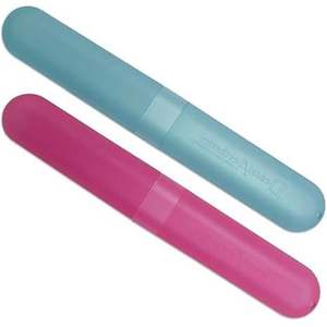 Étui de rangement pour brosse à dents de voyage rose et bleu, étui en plastique pour maintenir les brosses à dents propres pendant les voyages - Product Image 1