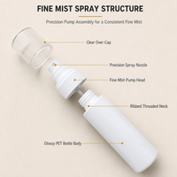 Flacon pulvérisateur brillant en PET de 100 ml, 80 ml, 60 ml, vide, grande capacité, brume fine, logo personnalisé, OEM, vente en gros