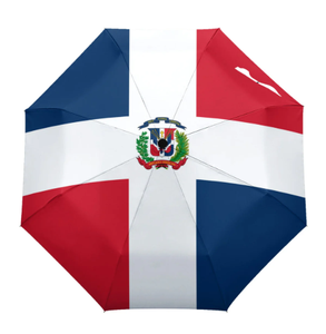 Parapluie drapeau dominicain, parapluies automatiques imperméables pour femmes et hommes, parapluie d'extérieur avec bouton d'ouverture et de fermeture automatiques, revêtement anti-UV - Product Image 2