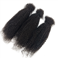 Harga Murah Rambut Manusia Afro Kinky Virgin Asli Hitam Alami 8"-18" Pengiriman Cepat untuk Mini Twisting & Braiding