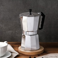 Cafetière Moka en aluminium de style italien octogonal, 3 tasses, 6 tasses, plusieurs tailles, cafetière à poser sur le réchaud pour la vente en gros