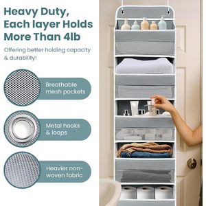 Over The Door Organizer 5 Shelves 8 Pockets Heavy Duty Mesh <b>Rack</b> For Storage Behind Doors Or Walls - Product Image 4