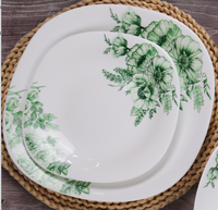 Assiettes plates en verre opale résistantes à la chaleur BLKP110, décor noir et blanc, en verre opale, ensembles d'assiettes carrées pour dîner