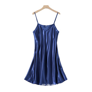 Camisón Sexy de Seda y Satén para Mujer, sin Mangas, con Cuello en V, Talla Grande, Ropa de Dormir - Product Image 6