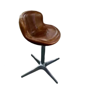Chaise <span class=keywords><strong>de</strong></span> <span class=keywords><strong>bar</strong></span> haute rétro <span class=keywords><strong>vintage</strong></span> en cuir véritable en aluminium ascenseur arrière haut et bas tabouret <span class=keywords><strong>de</strong></span> <span class=keywords><strong>bar</strong></span> pivotant réglable chaise pour la cuisine à domicile - Product Image 6
